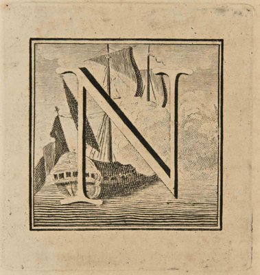 Luigi Vanvitelli, Letter of the Alphabet N, Etching, 18th Century-ZCI-2024992