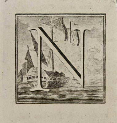 Luigi Vanvitelli, Letter of the Alphabet N, Etching, 18th Century-ZCI-1788558