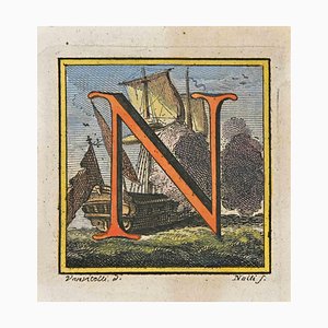 Luigi Vanvitelli, Letter of the Alphabet N, Etching, 18th Century-ZCI-2024945