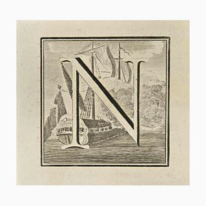 Luigi Vanvitelli, Letter of the Alphabet N, Etching, 18th Century-ZCI-2024981