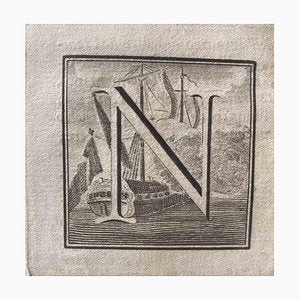 Luigi Vanvitelli, Letter of the Alphabet N, Etching, 18th Century-ZCI-1775503