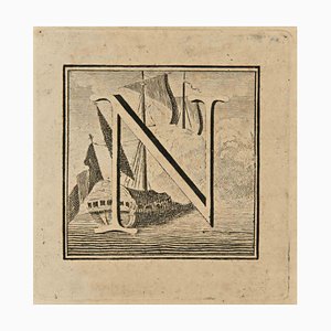 Luigi Vanvitelli, Letter of the Alphabet N, Etching, 18th Century-ZCI-2024992