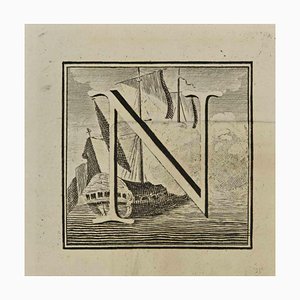 Luigi Vanvitelli, Letter of the Alphabet N, Etching, 18th Century-ZCI-1760435