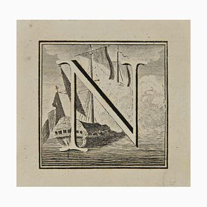 Luigi Vanvitelli, Letter of the Alphabet N, Etching, 18th Century-ZCI-2024985