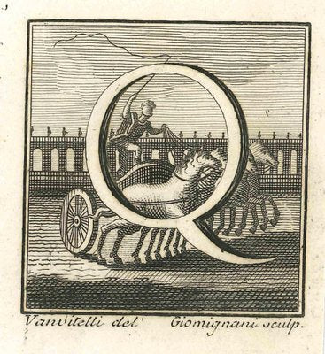 Luigi Vanvitelli, Letter of the Alphabet Q, Etching, 18th Century-ZCI-1775514