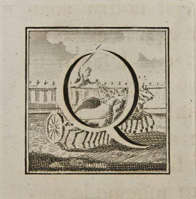 Luigi Vanvitelli, Letter of the Alphabet Q, Etching, 18th Century-ZCI-1760581