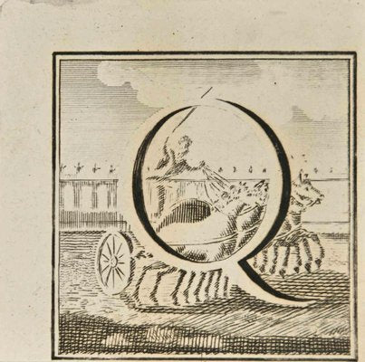 Luigi Vanvitelli, Letter of the Alphabet Q, Etching, 18th Century-ZCI-2024966