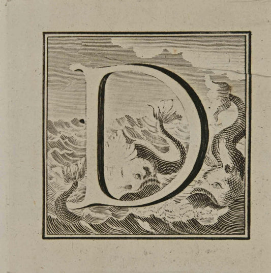 Luigi Vanvitelli, Letter of the Alphabet Q, Etching, 18th Century