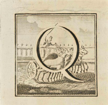 Luigi Vanvitelli, Letter of the Alphabet Q, Etching, 18th Century-ZCI-2024963