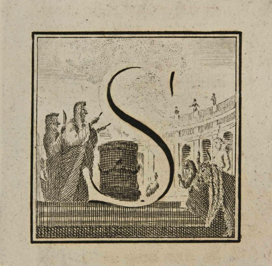 Luigi Vanvitelli, Letter of the Alphabet S, Etching, 18th Century