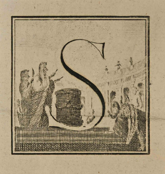 Luigi Vanvitelli, Letter of the Alphabet S, Etching, 18th Century