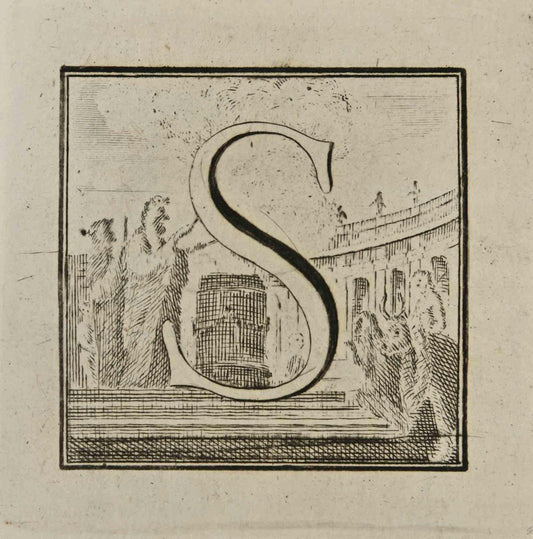 Luigi Vanvitelli, Letter of the Alphabet S, Etching, 18th Century