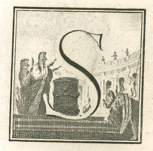 Luigi Vanvitelli, Letter of the Alphabet S, Etching, 18th Century