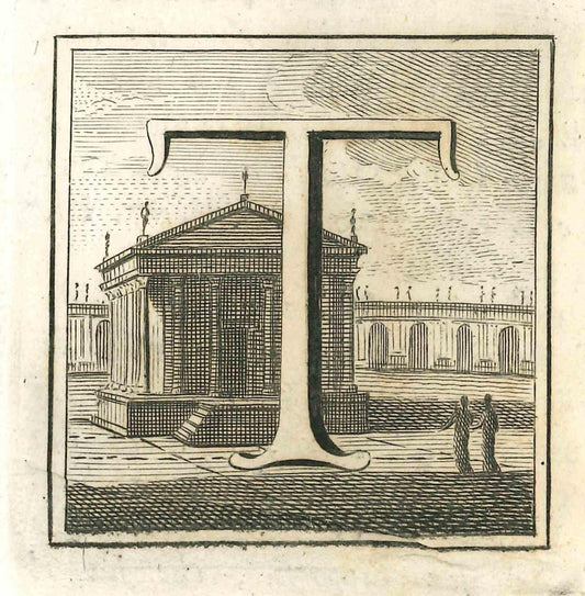 Luigi Vanvitelli, Letter of the Alphabet T, Etching, 18th Century