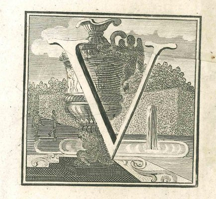 Luigi Vanvitelli, Letter of the Alphabet V, 18th Century, Etching-ZCI-1781895