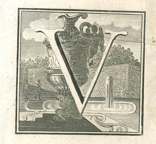 Luigi Vanvitelli, Letter of the Alphabet V, 18th Century, Etching