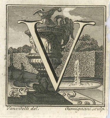 Luigi Vanvitelli, Letter of the Alphabet V, Etching, 18th Century-ZCI-1770117