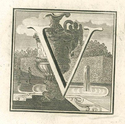 Luigi Vanvitelli, Letter of the Alphabet V, Etching, 18th Century-ZCI-1770130