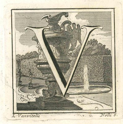 Luigi Vanvitelli, Letter of the Alphabet V, Etching, 18th Century-ZCI-1775522