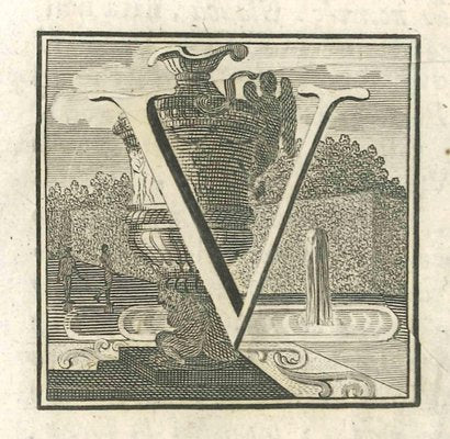 Luigi Vanvitelli, Letter of the Alphabet V, Etching, 18th Century-ZCI-1770114