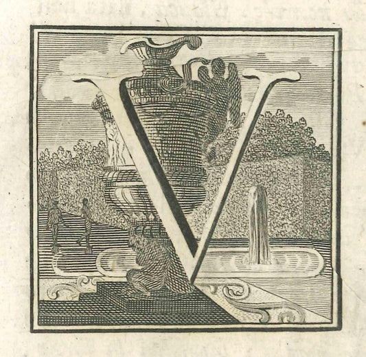 Luigi Vanvitelli, Letter of the Alphabet V, Etching, 18th Century