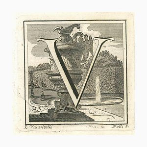 Luigi Vanvitelli, Letter of the Alphabet V, Etching, 18th Century-ZCI-1775522