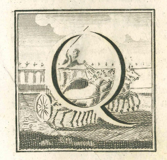 Luigi Vanvitelli, Letter Q, Etching, 18th Century