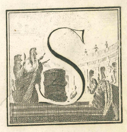 Luigi Vanvitelli, Letter S, Etching, 18th Century