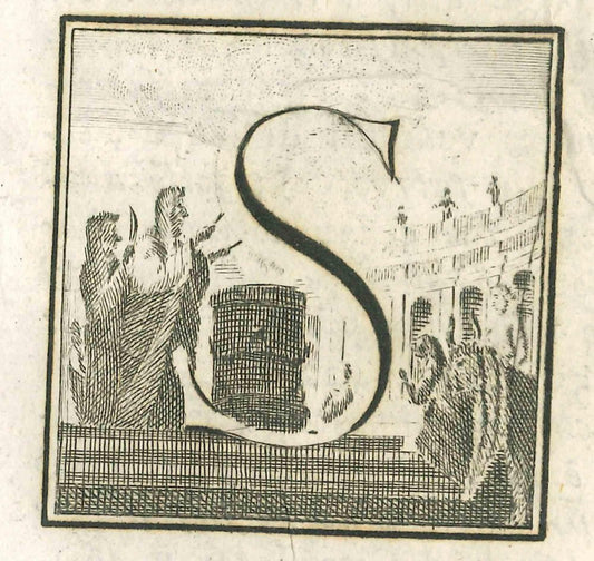 Luigi Vanvitelli, Letter S, Etching, 18th Century