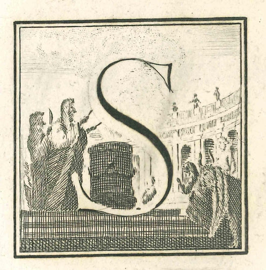 Luigi Vanvitelli, Letter S, Etching, 18th Century