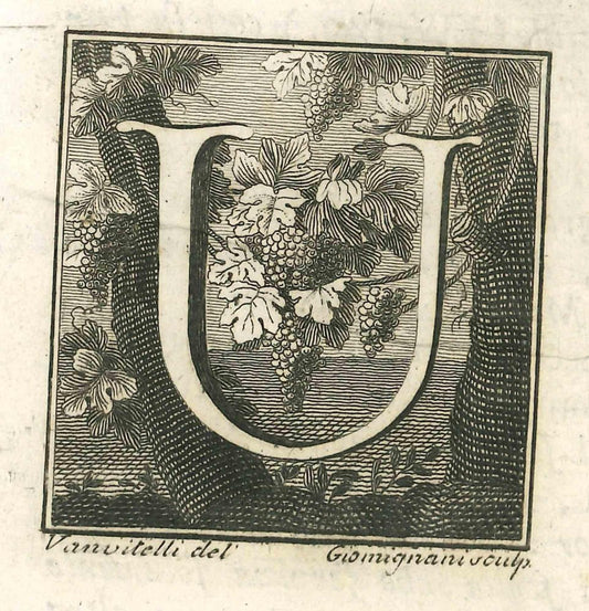 Luigi Vanvitelli, Letter U, Etching, 18th Century