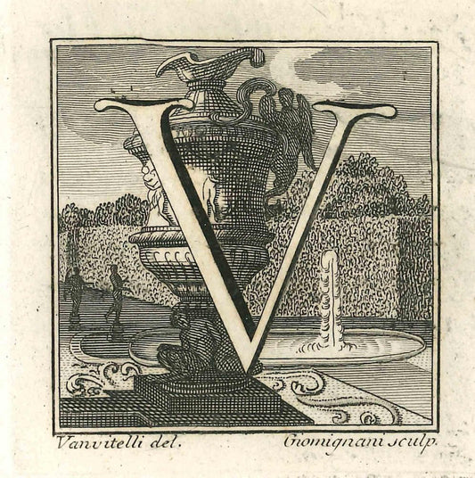 Luigi Vanvitelli, Letter V, Etching, 18th Century