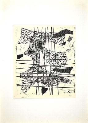 Luigi Veronesi, Composition, Original Linocut, 1964