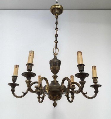 Luigi XVI Bronze Chandelier, 1950s-BA-1365744