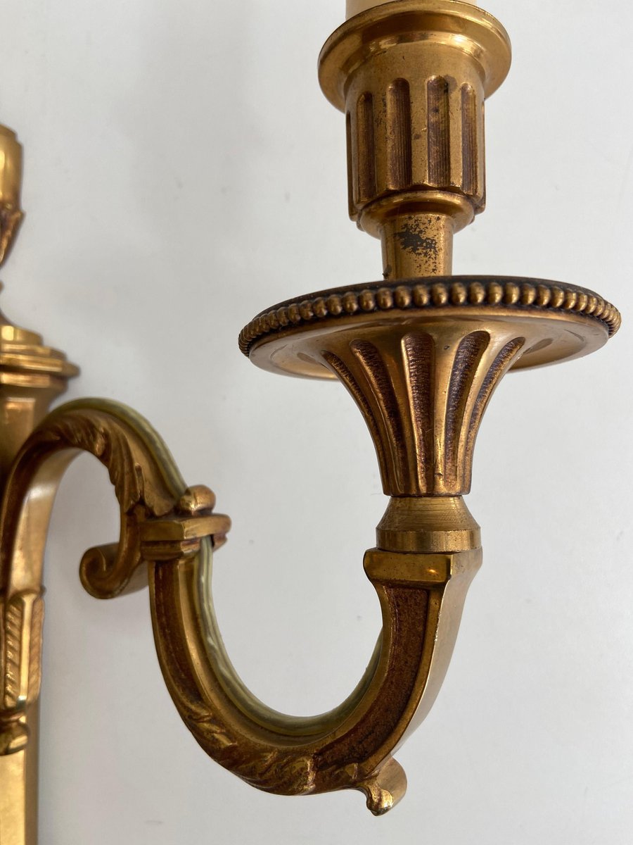 Luigi XVI Style Bronze Sconces from Lucien Gau, 1950s, Set of 2