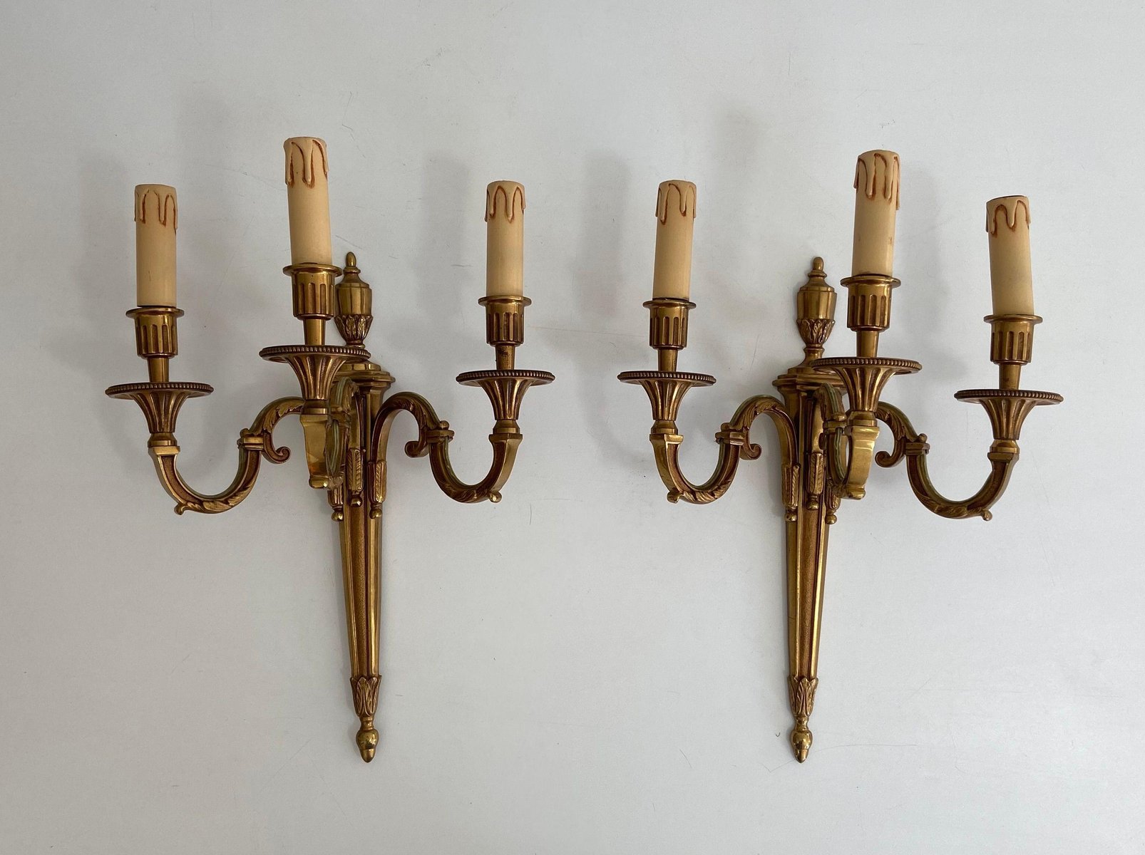 Luigi XVI Style Bronze Sconces from Lucien Gau, 1950s, Set of 2