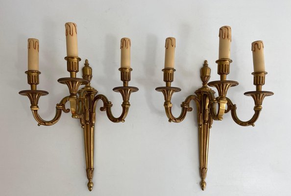 Luigi XVI Style Bronze Sconces from Lucien Gau, 1950s, Set of 2