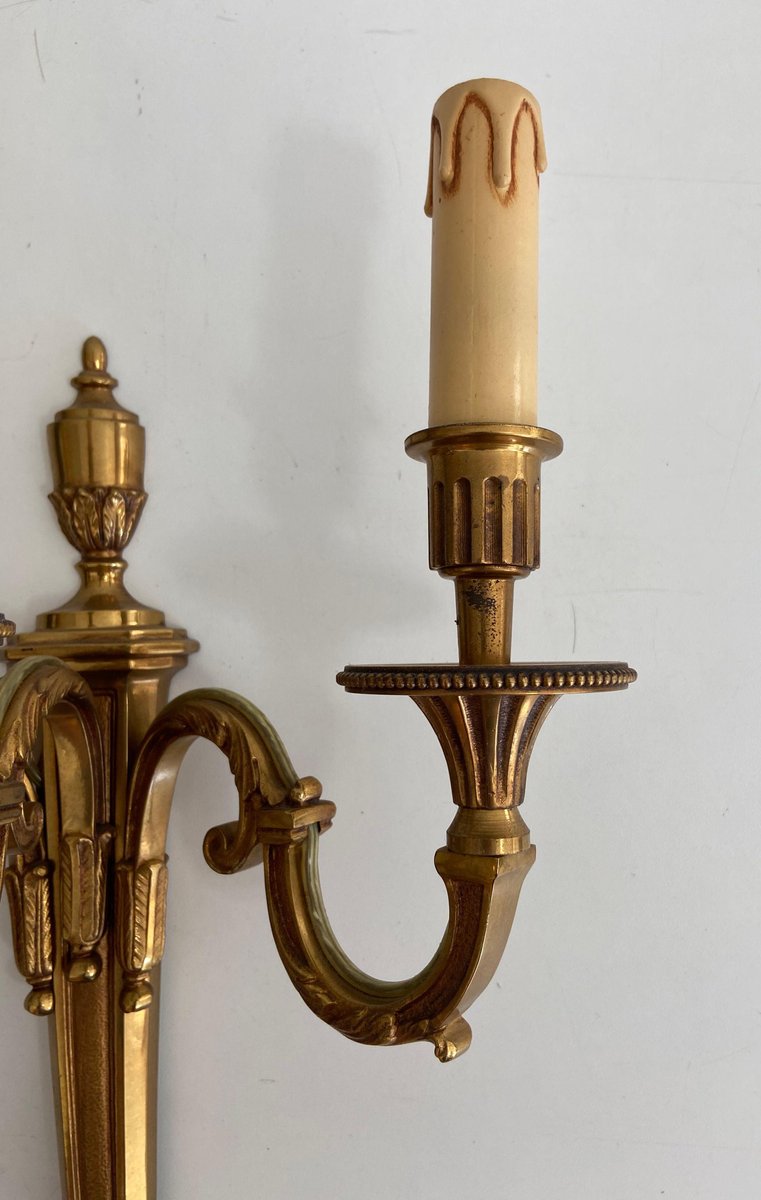 Luigi XVI Style Bronze Sconces from Lucien Gau, 1950s, Set of 2