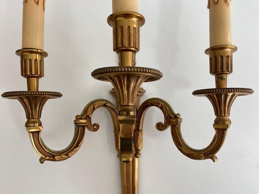 Luigi XVI Style Bronze Sconces from Lucien Gau, 1950s, Set of 2-BA-1375087