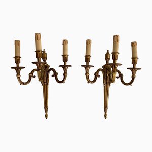 Luigi XVI Style Bronze Sconces from Lucien Gau, 1950s, Set of 2-BA-1375087