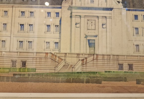 Luis Cervera Vera, Elevation of Architectural Project, 1970, Watercolor-NUC-1789758