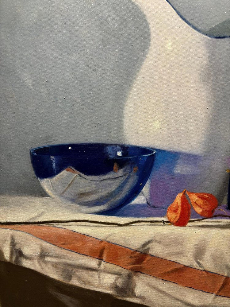 Luisa Albert, Blue and Orange Still Life, Oil on Canvas, 2023