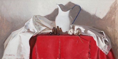 Luisa Albert, Red and White, Oil Painting, 2023