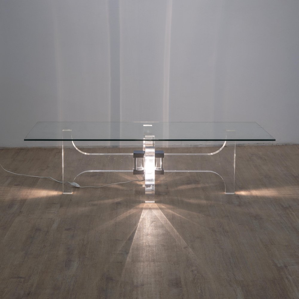 Luminous Coffee Table in Acrylic Glass by Philippe Jean