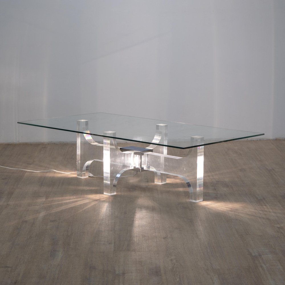 Luminous Coffee Table in Acrylic Glass by Philippe Jean