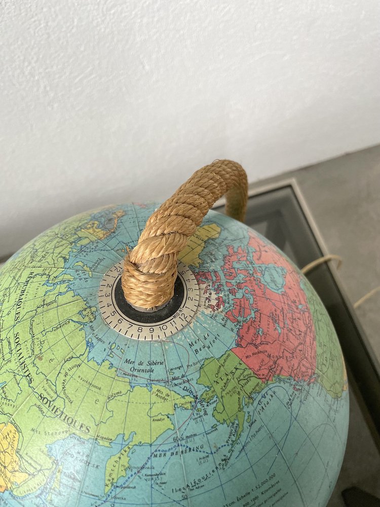 Luminous Terrestrial Globe Tarride attributed to Adrien Audoux & Frida Minet, 1950s