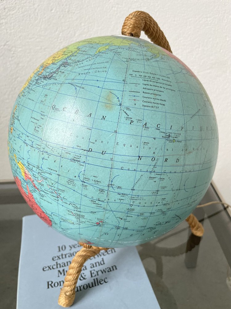 Luminous Terrestrial Globe Tarride attributed to Adrien Audoux & Frida Minet, 1950s