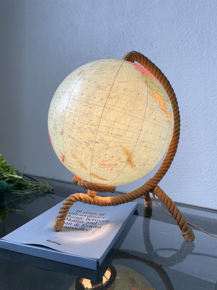 Luminous Terrestrial Globe Tarride attributed to Adrien Audoux & Frida Minet, 1950s