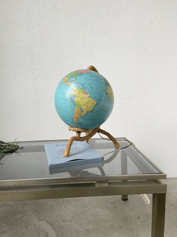 Luminous Terrestrial Globe Tarride attributed to Adrien Audoux & Frida Minet, 1950s