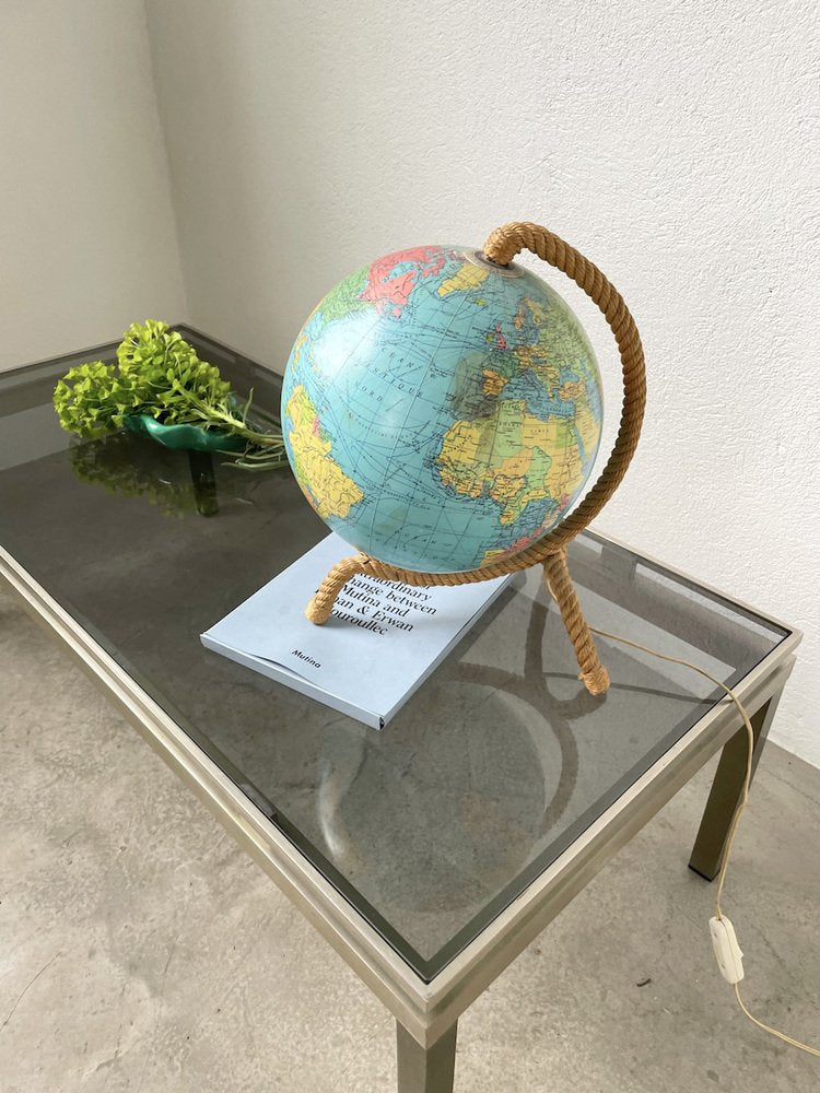 Luminous Terrestrial Globe Tarride attributed to Adrien Audoux & Frida Minet, 1950s